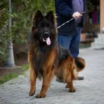 Royal Tribes K9 long haired German Shepherd breeders with an adult dog